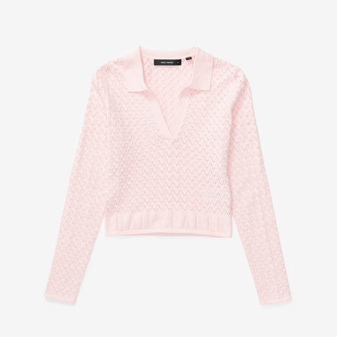 Wmns Ada Knit Long Sleeve Polo | 2411032