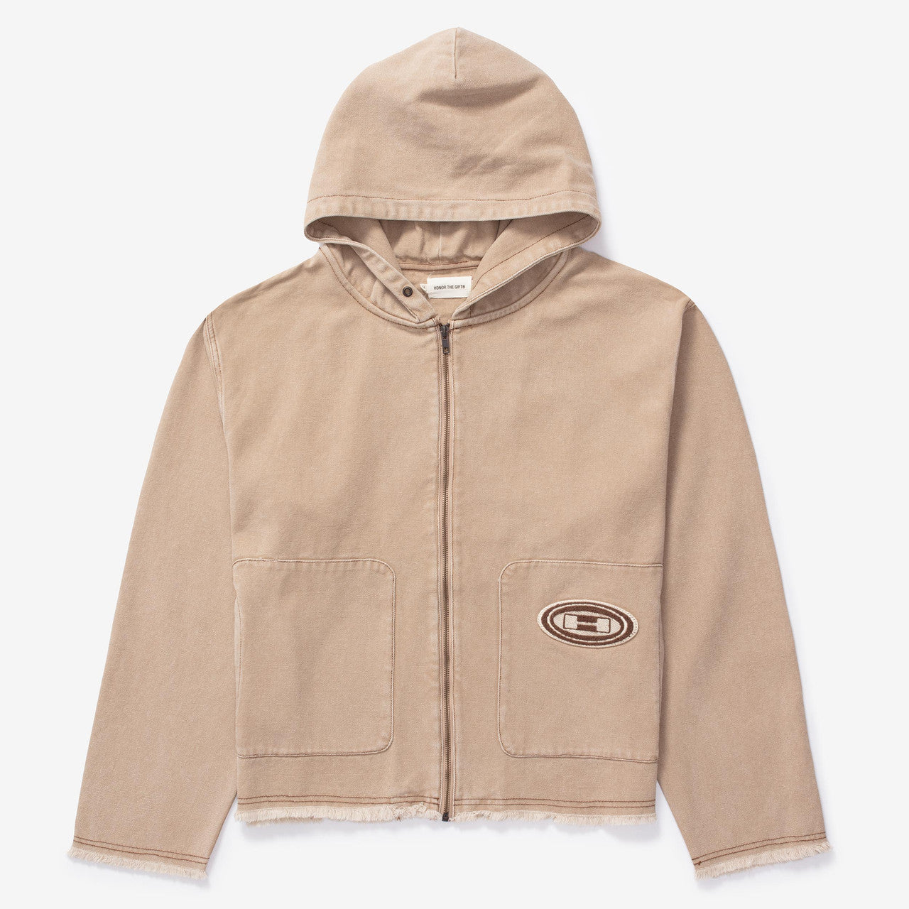 Washed Canvas Zip Hoodie | HTG240362-TAN