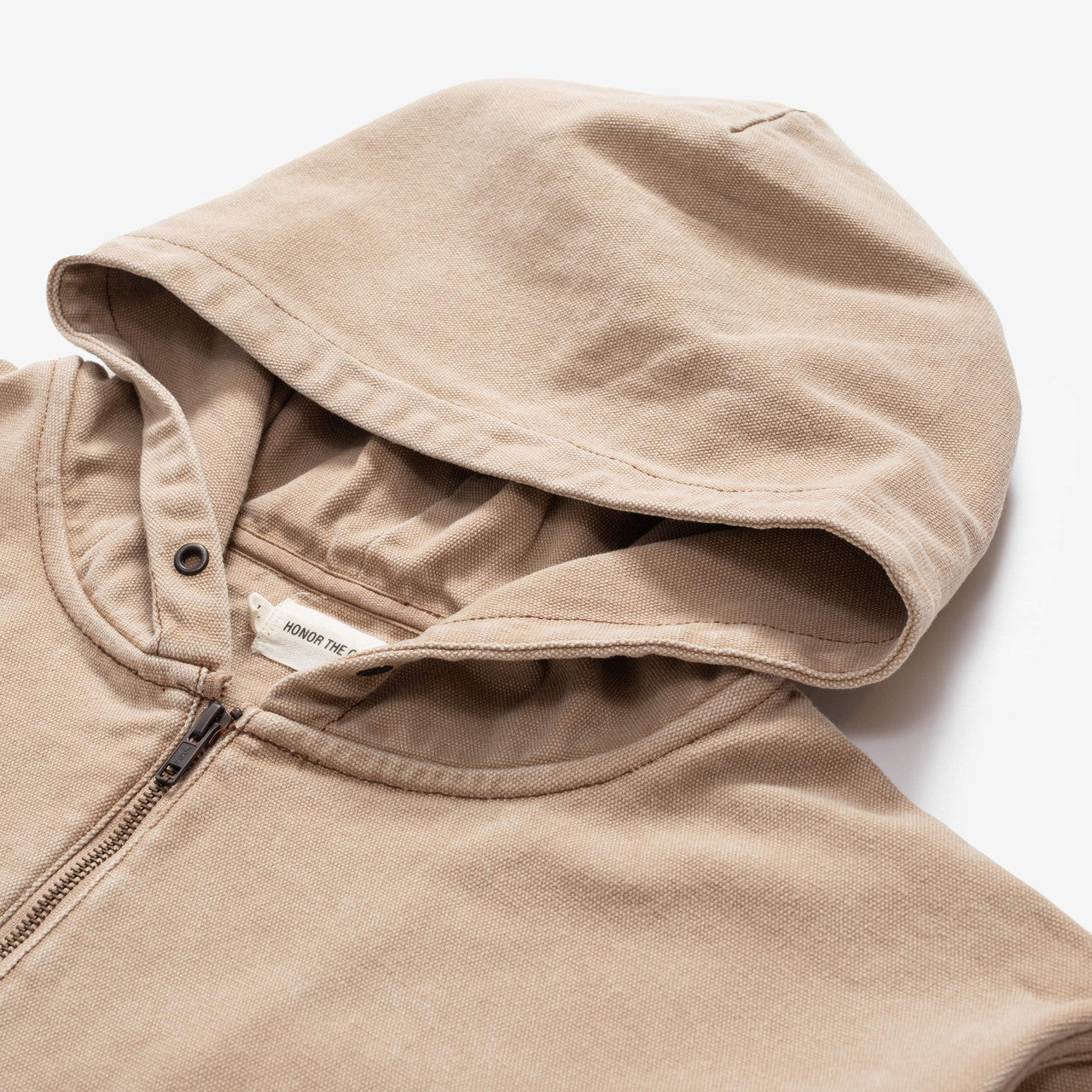 Washed Canvas Zip Hoodie | HTG240362-TAN