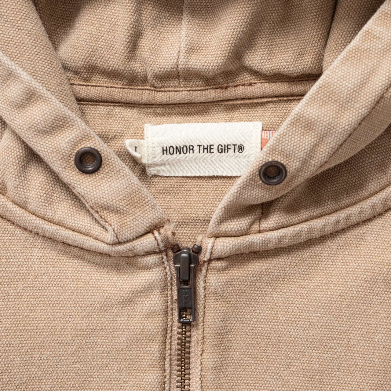 Washed Canvas Zip Hoodie | HTG240362-TAN