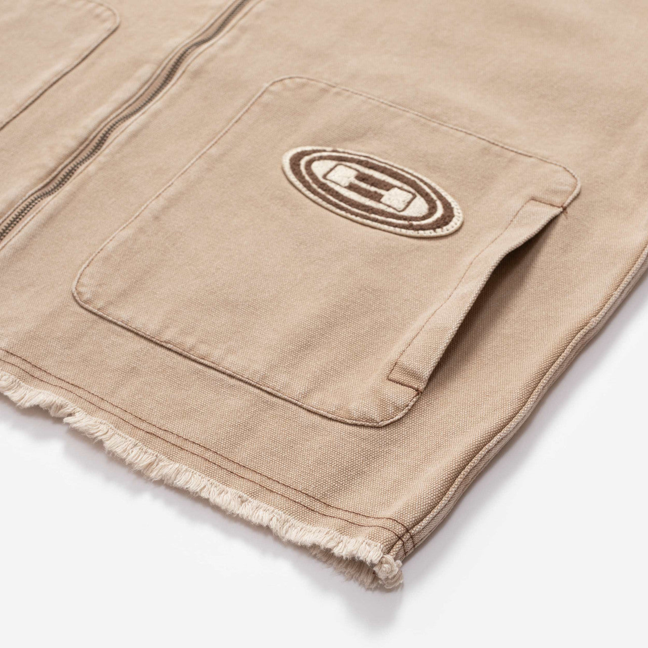 Washed Canvas Zip Hoodie | HTG240362-TAN