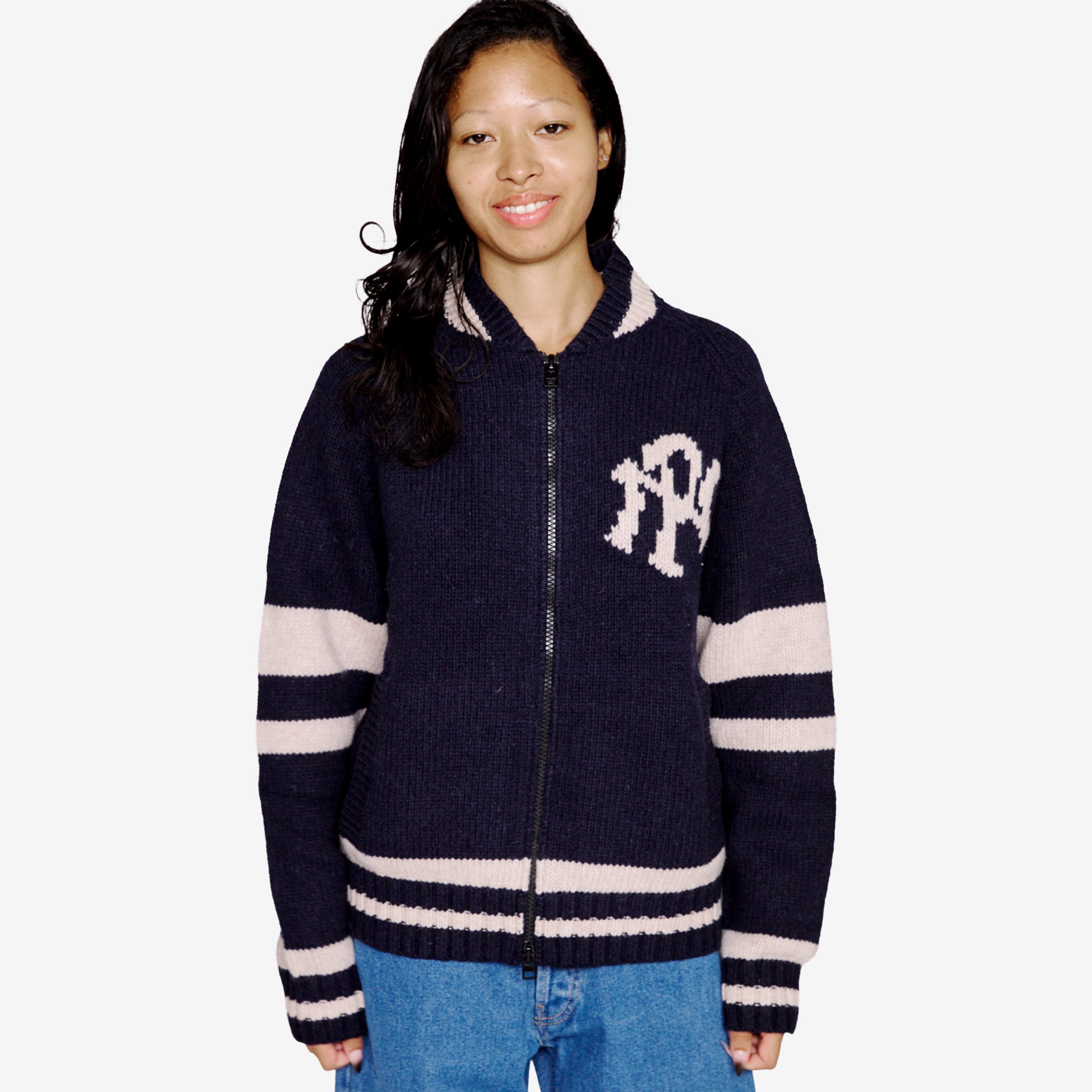 NYP Varsity Zip Thru Knit
