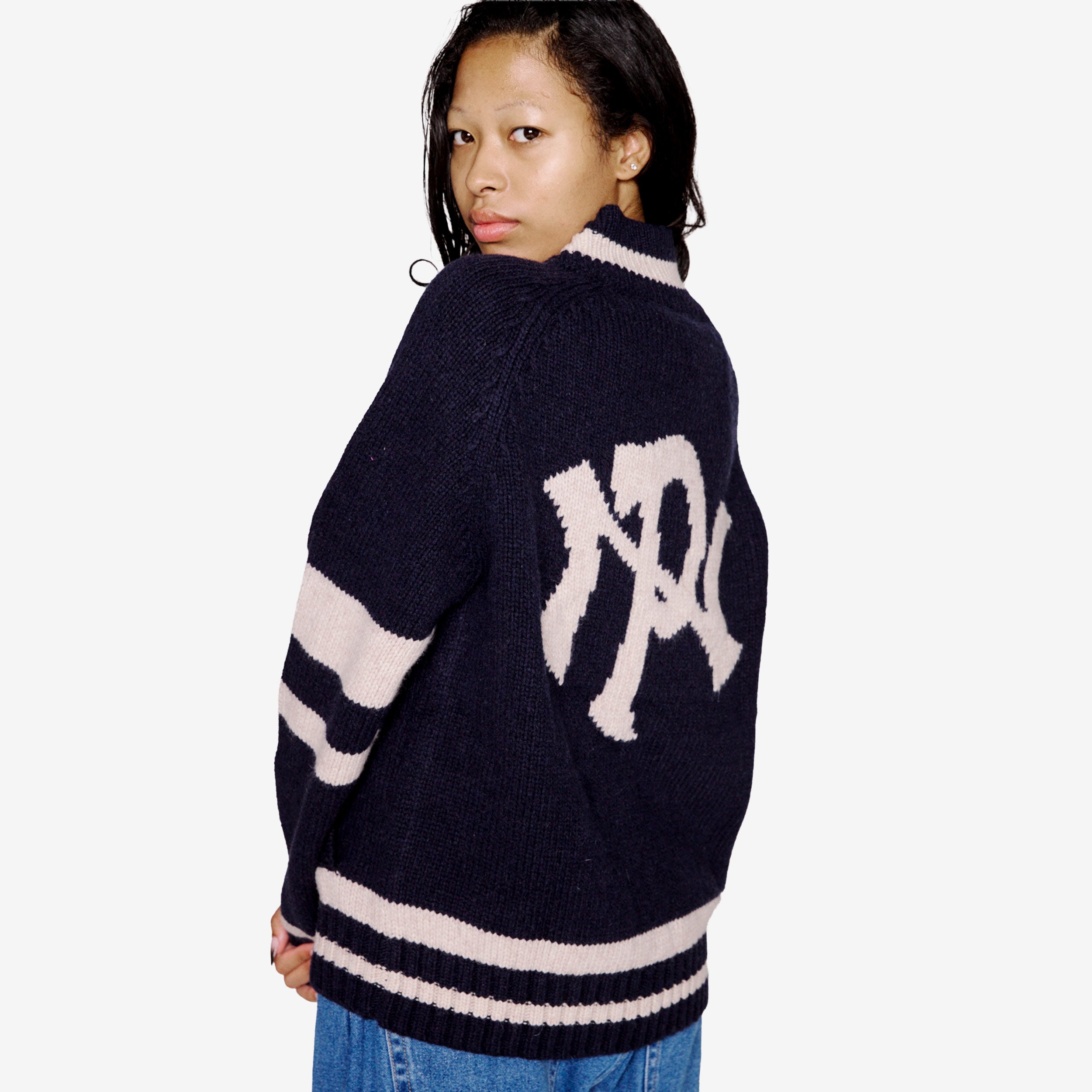 NYP Varsity Zip Thru Knit